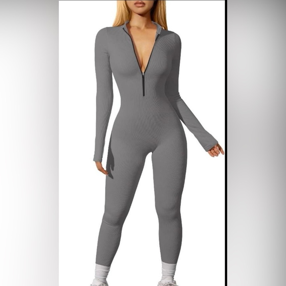Gray Long Sleeve Jumpsuit